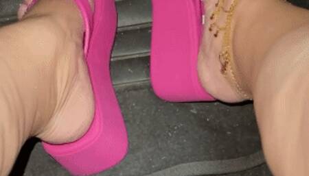 Juliette_RJ Joi Pedal Pumping on pink flip flop wedges and white polish - PEDAL PUMPING - JOI - WHITE POLISH - BBW LEGS - DIRTY LANGUAGE - REVVIG - CUM ORDERS - PUMP HARD