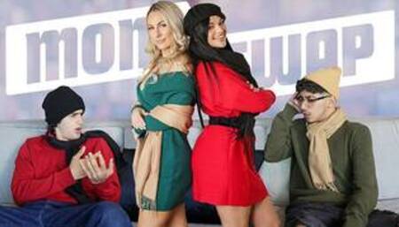 StepMoms Bunny Madison And Mona Azar Caught Their Naughty Step ons Sneak Out And Fuck Them - MomSwap