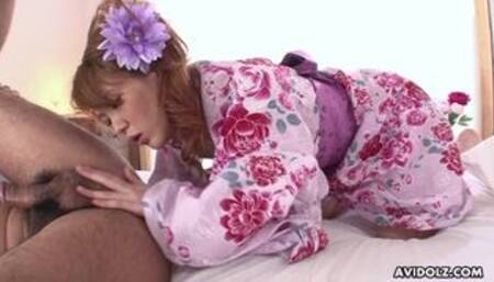 Pretty Asian chick Rei got her hairy pussy nailed hard