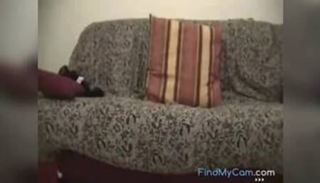 Busty and chunky mature BBW on the couch reaches orgasm