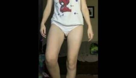 Nerdy and awkward white girl strip tease