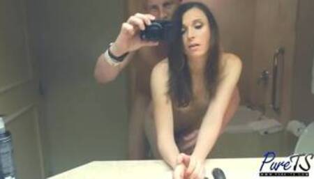 sexy TS Mackenzie Rae gets fucked in the bathroom before doing her scene