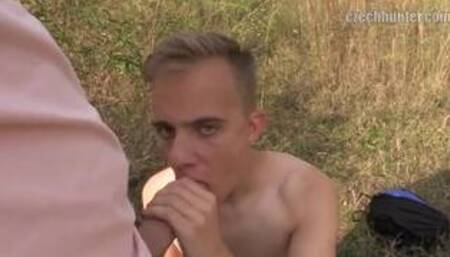 CZECH HUNTER 372 - Shy Twink Gets Paid To Strip Down And Suck A Big Fat Cock