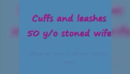 LEASHED CUFFED STONED MILF 50 SUCKS OFF TWO 20 YEAR OLDS