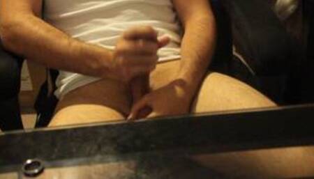 Sexy Young Marine stroking his big cock with a stand up cumshot to finish