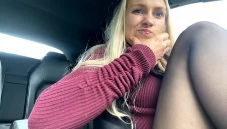 I was on my way to do some shopping. Then I got horny and parked the car and made meself cum