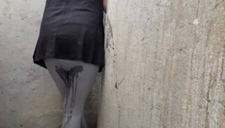 Black dress and diaper risky flashing