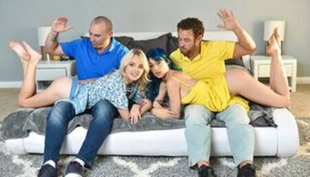 Kate Bloom & Jewelz Blu Get Their Booties Spanked And Pussies Drilled By Step Dads - DaughterSwap