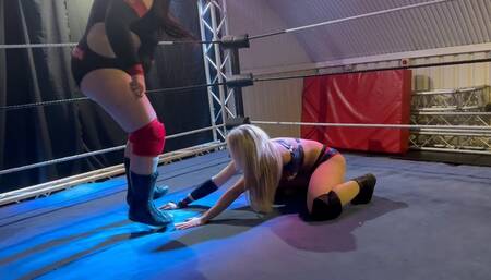 Dominating lady vs Blonde wrestler lift, carry and power moves