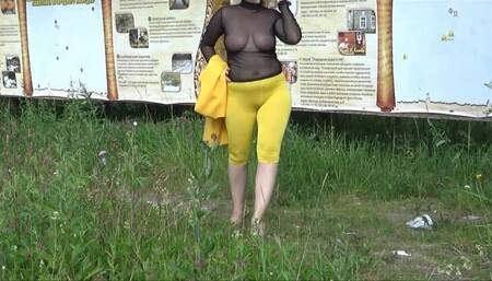 Lady in yellow, sunny summer