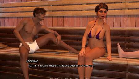 Hotwife Ashley: slutty housewife and two guys in the sauna ep 33