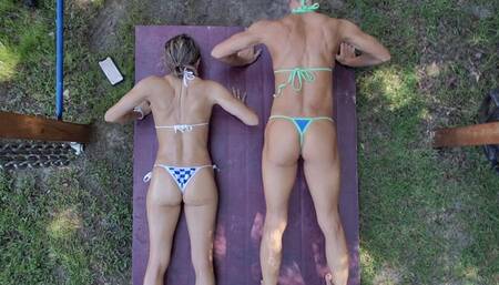 Overhead View Pushup Challenge Lexi Art and Lora Cross