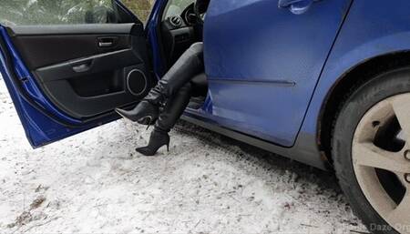 Hard Revving Mazda in Guess Leather High Heels