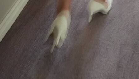 Poke A Dot Dress Leg Crossing and Toe Point High Heels