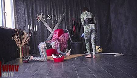 Catsuit Cleaning And Vacuuming (HDTVWMV) Lady Kat and Lady Olga