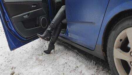 Hard Revving Mazda in Guess Leather High Heels WMV