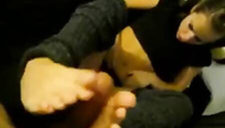 Amber Blank give's a footjob