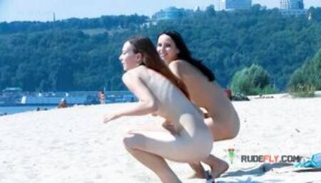 Nudist teen with brown hair