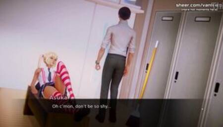 [Gameplay] Waifu Academy | Horny 18yo Teen Stepdaughter Sucks a Big Cock In The Lo...