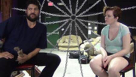 Busty redhead gets tied up with rope and  teased