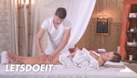 Bella Baby Massages Cock With Her Pussy In Hot Passionate Session