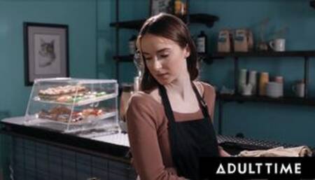 ADULT TIME - Lesbian Teens Hazel Moore and Aria Valencia Try PUBLIC SEX In A Cafe!