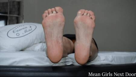Mistress Layla - 4K Soles Foot  POV 1  - FOOT IGNORE - FOOT POV - FOOT FETISH - FOOT HUMILIATION - FEMDOM - FOOT DOMINATION - CONSENSUAL CANDID - SOLES - WRINKLED SOLES - POINTED TOES - TOE CLAMPING - AMATEUR -
