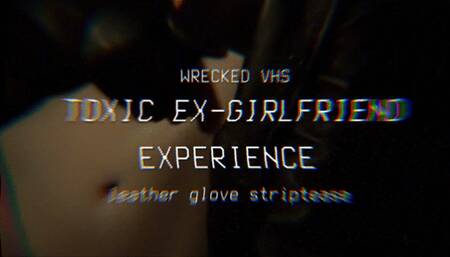 VHS nostalgia tease with leather gloves