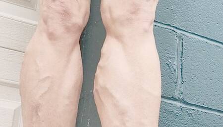 Open toed heels flexing up close