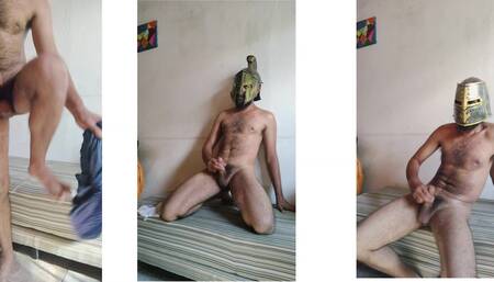 Three warriors in handjob