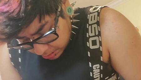 Stroking my T dick until i cum