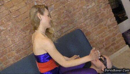 Mistress Lilian In Spandex Legging And Top Has Slave Under Her Knees, Spat On And Slpappeed