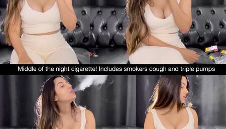 Hungrily smoking a Marlboro Red after waking up for nicotine! Includes smokers cough and multiple pumps with nose exhales!