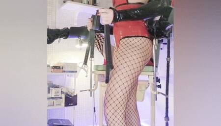 Poor Sissy waxing chastity cage