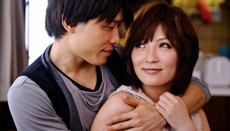 Romantic Japanese couple cook and fuck in their home
