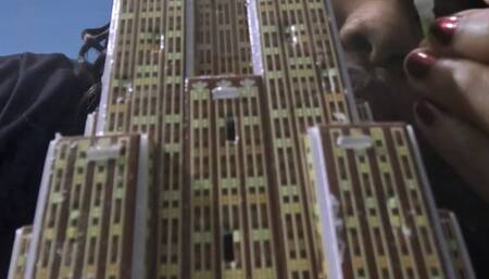 Giantess Terrorizing Tiny Humans in Building