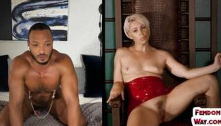 Latex domina coerces sub on self whipping on the webcam