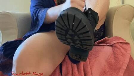 SD Scarlett Kage - JOI, mutual masturbation, humiliation, SPH, role play, orgasm denial, ruined orgasm, female orgasm, loud moaning, vibrator, boot fetish, red lace, pussy, big ass, thick thighs MP4