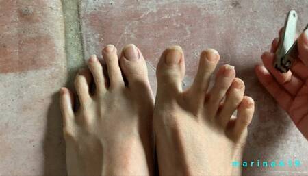 Marina the Japanese teacher cuts Loooong toe nails