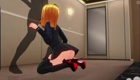 Secretary sucks cock in the toilet