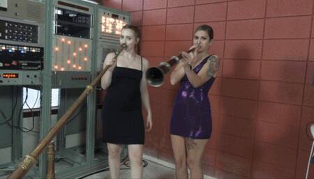 Arietta and Ayla Try Out the Tibetan Horns (MP4 - 1080p)