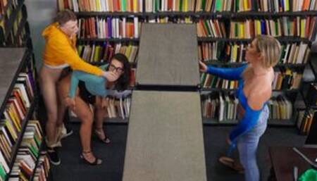 Sneaky Librarian Gets College Cock