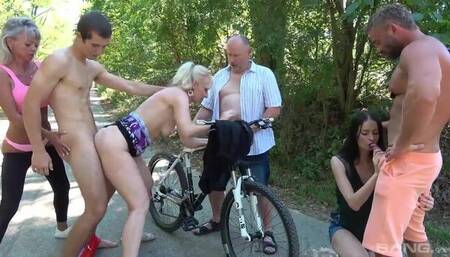 Bike path gang bang starring Letty Black, Ella and Silvia Sin