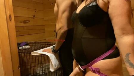 Scarlett Kage- Puppy Play Care Part 4! Final section of Puppy play care- pegging, humiliation, chastity, mask, collar, puppy mask, leather leggings, leather and  mesh body suit, strap on, femdom, strap on pegging MOV