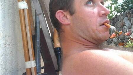 Self suck flying up and fully nude outside