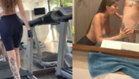 Fit Babe Taste my Protein after Workout / Public sex