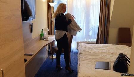 Business woman with dirty and sweaty feet in pantyhose 2 HD mp4 1920x1080