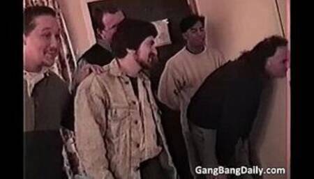 Pregnant mom sucks many hard cocks