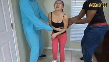 Girls desperate to pee wetting pants 2017