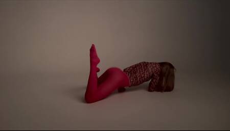 Gymnasts with long legs in pink tights